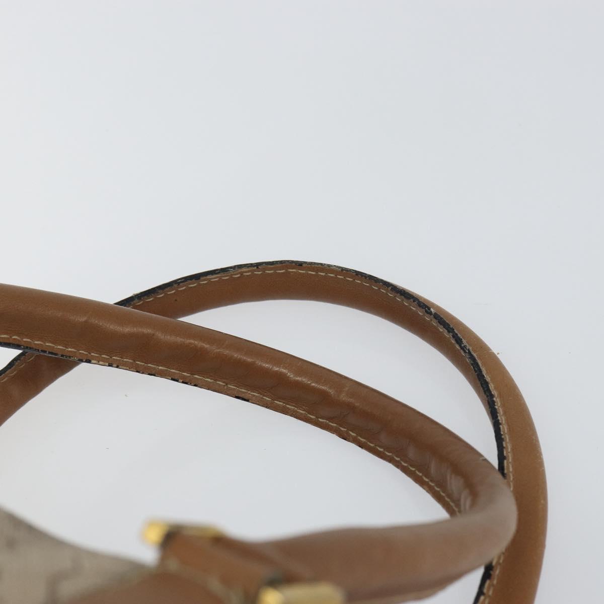 Christian Dior Honeycomb Canvas Hand Bag PVC Beige Gold Auth bs31377