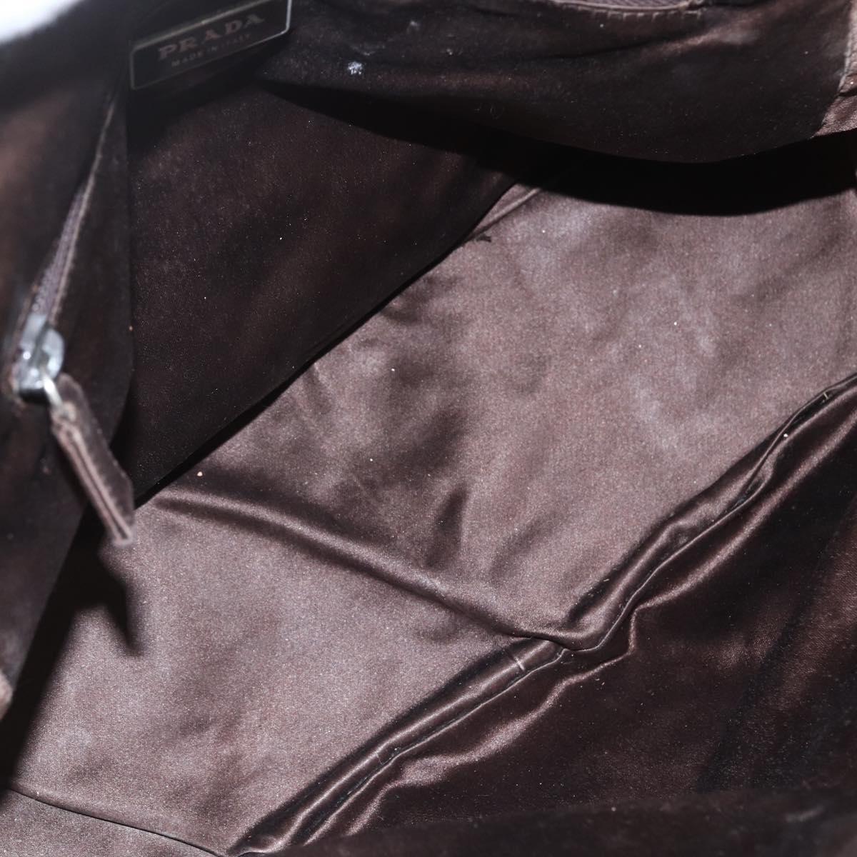 PRADA Hand Bag Canvas Leather Red Brown Auth bs31378