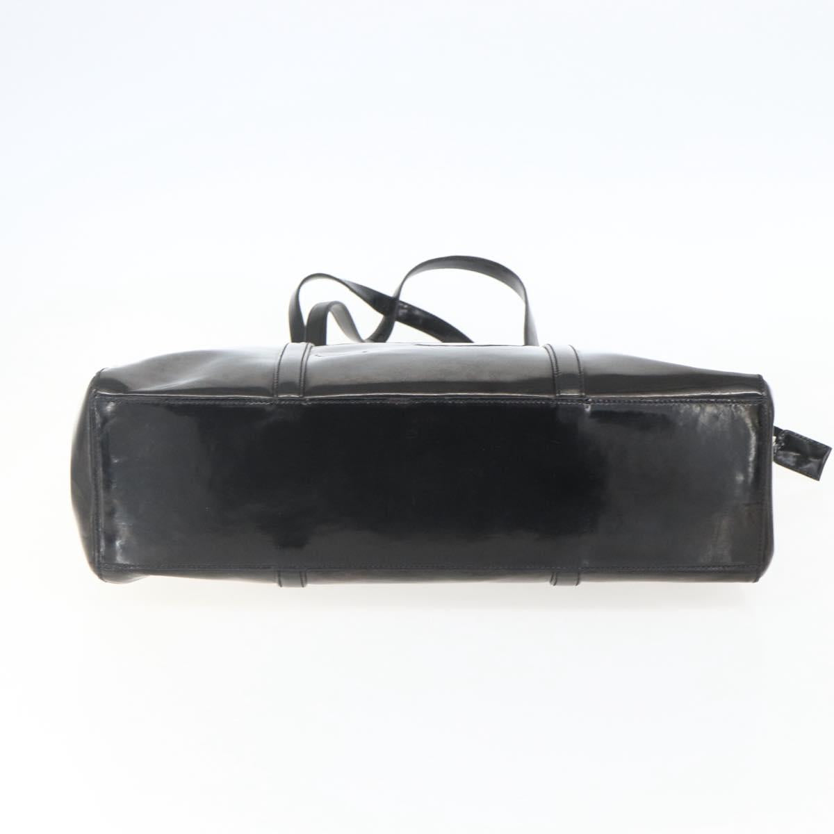 PRADA Hand Bag Enamel Black Silver Auth bs31379