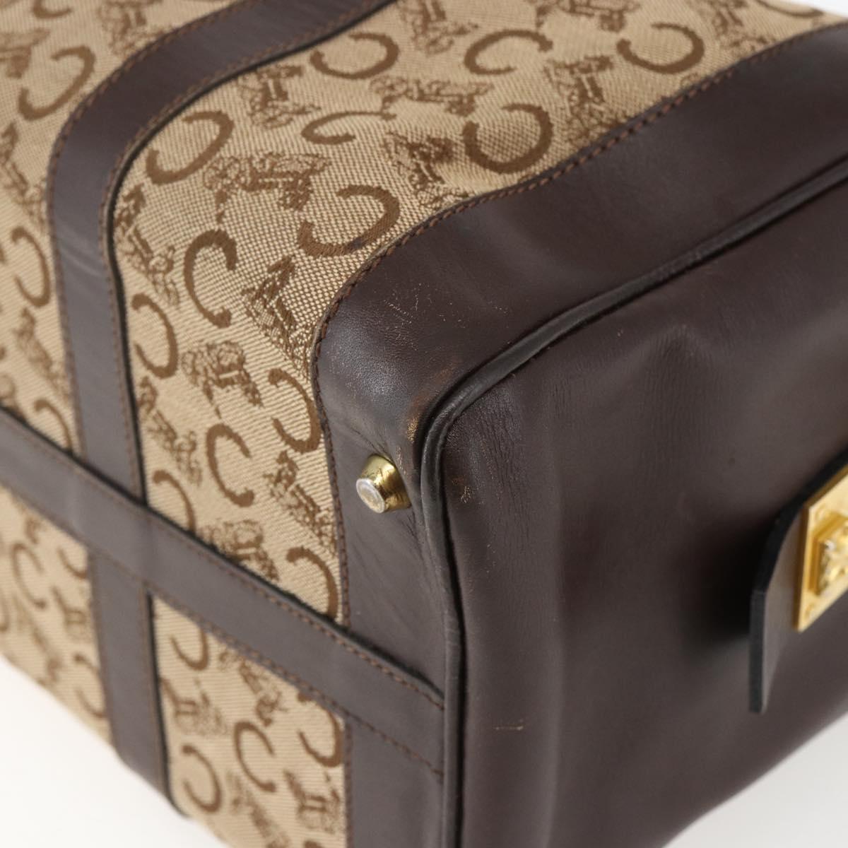 CELINE C Sulky Hand Bag Canvas Brown Gold Auth bs31381