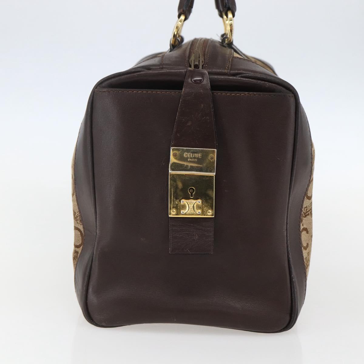 CELINE C Sulky Hand Bag Canvas Brown Gold Auth bs31381