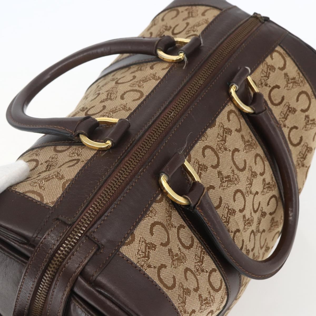 CELINE C Sulky Hand Bag Canvas Brown Gold Auth bs31381