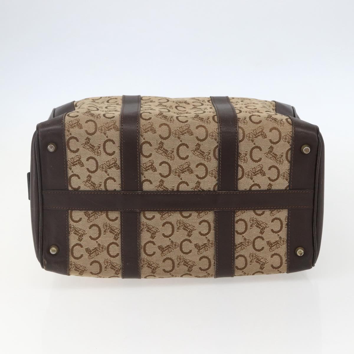 CELINE C Sulky Hand Bag Canvas Brown Gold Auth bs31381