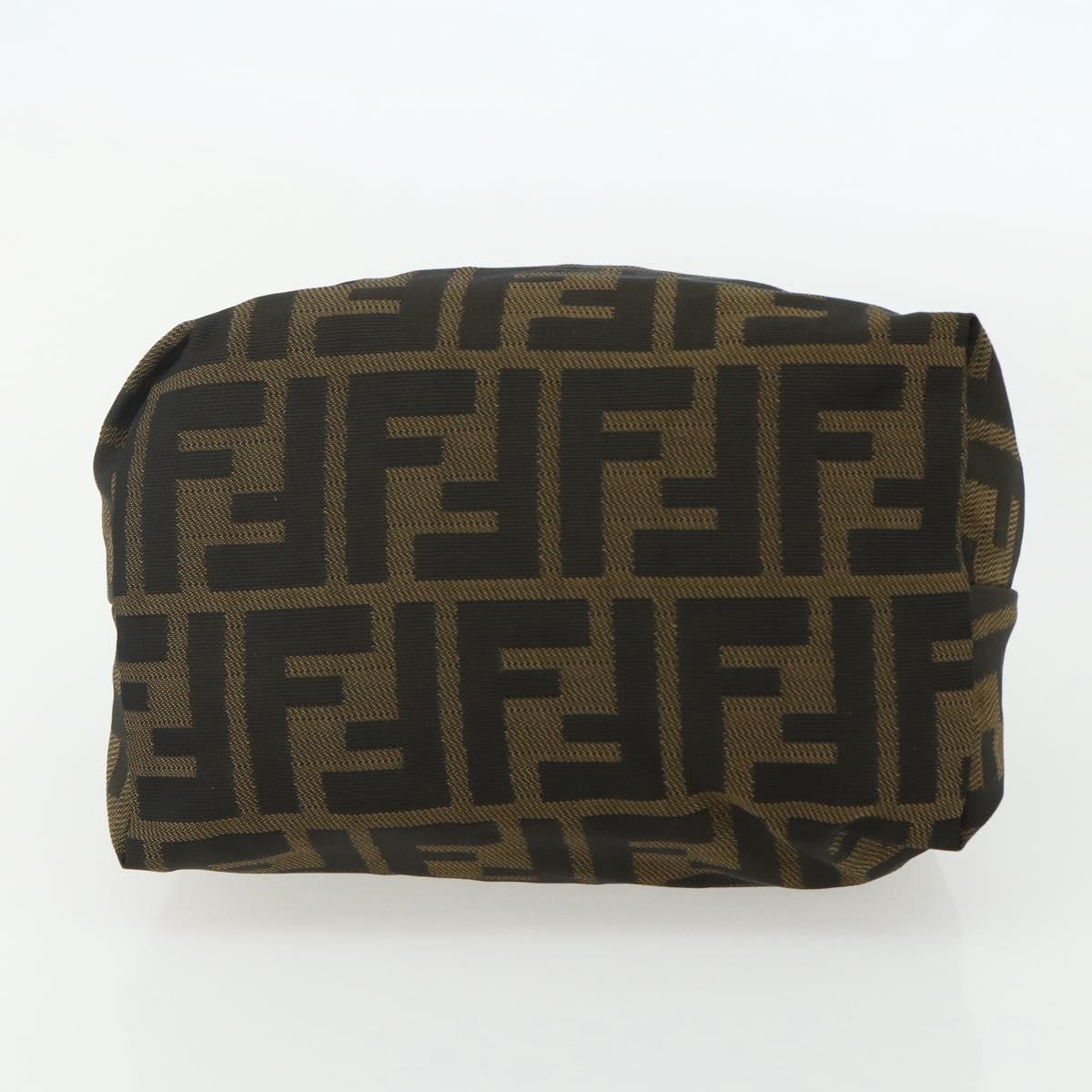 FENDI Zucca Canvas Hand Bag Black Brown Auth bs31382