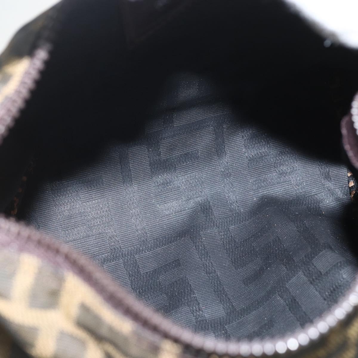 FENDI Zucca Canvas Hand Bag Black Brown Auth bs31382