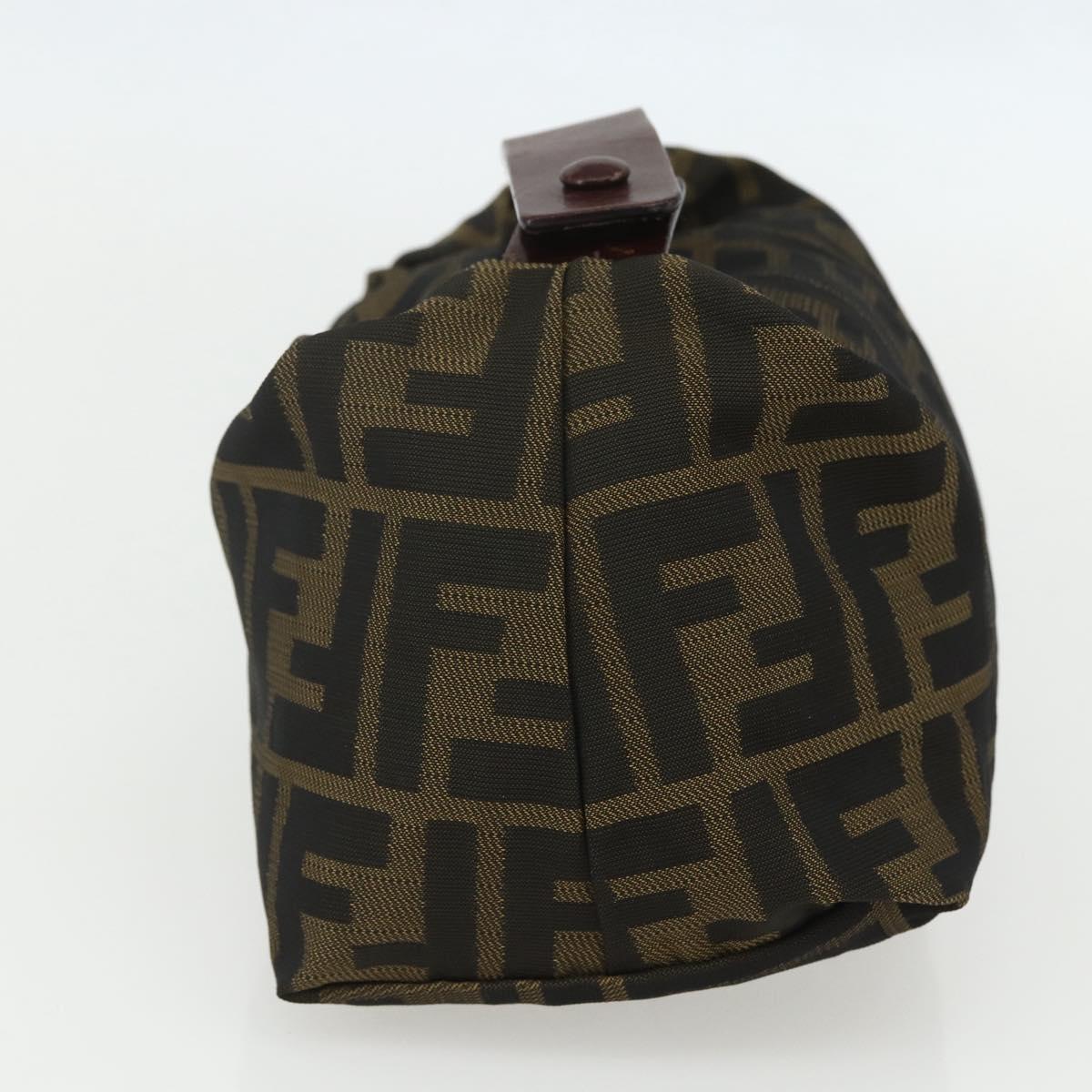 FENDI Zucca Canvas Hand Bag Black Brown Auth bs31382