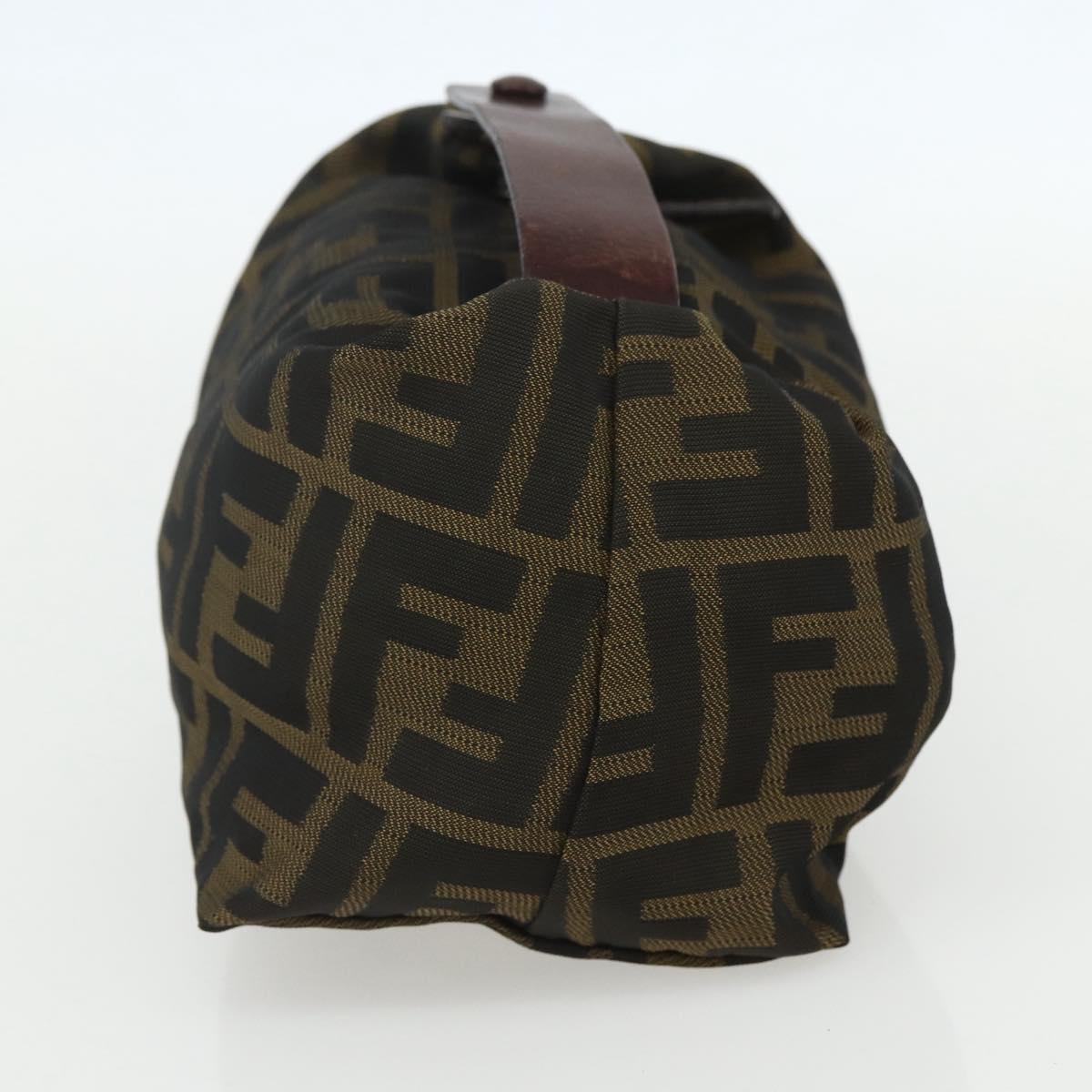 FENDI Zucca Canvas Hand Bag Black Brown Auth bs31382