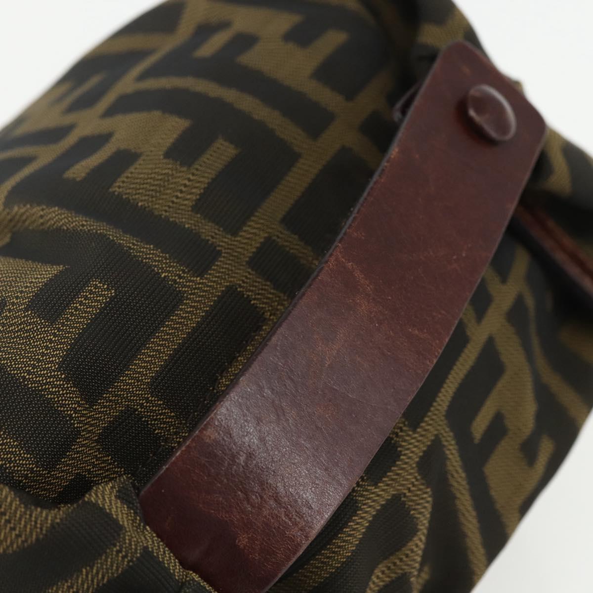 FENDI Zucca Canvas Hand Bag Black Brown Auth bs31382
