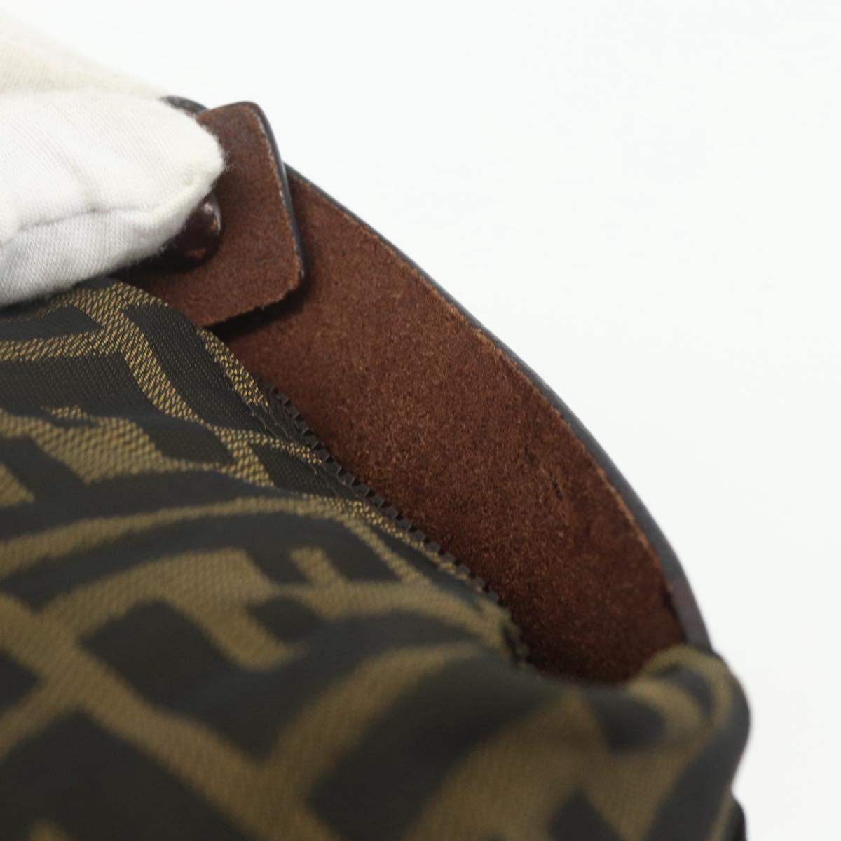 FENDI Zucca Canvas Hand Bag Black Brown Auth bs31382