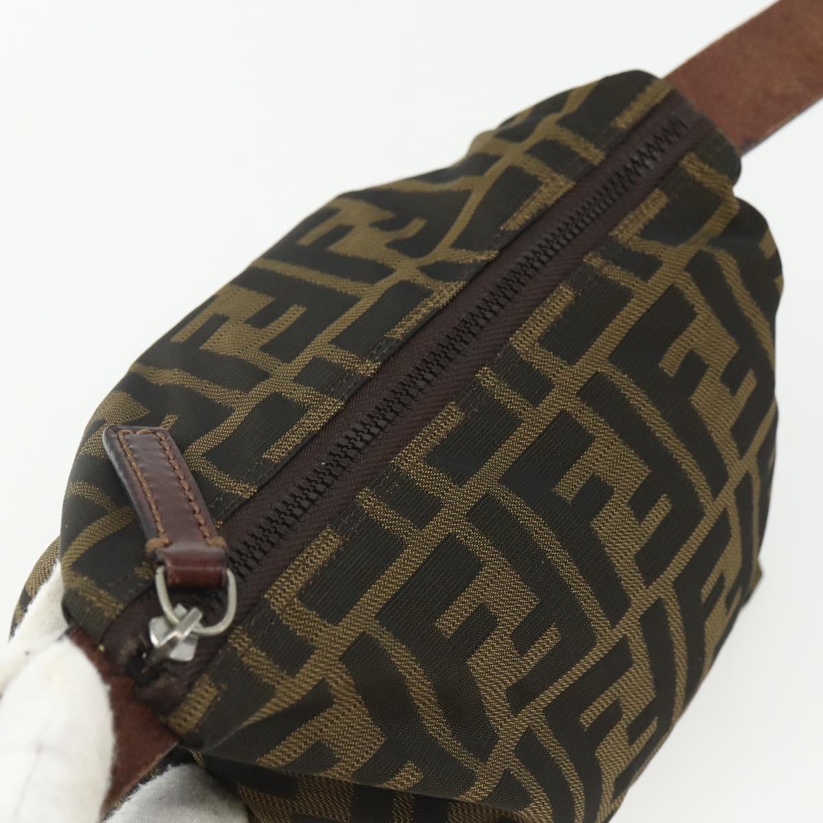 FENDI Zucca Canvas Hand Bag Black Brown Auth bs31382