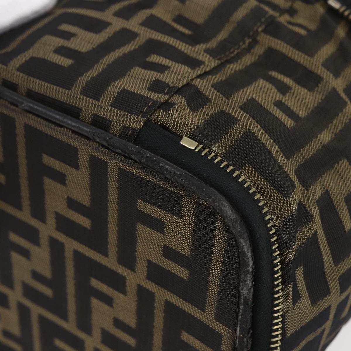 FENDI Zucca Canvas Vanity Hand Bag Black Brown Auth bs31383
