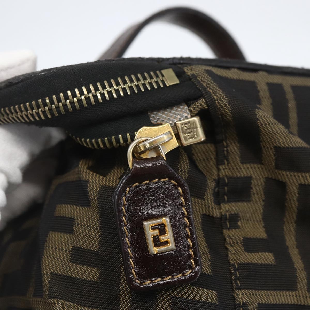 FENDI Zucca Canvas Vanity Hand Bag Black Brown Auth bs31383