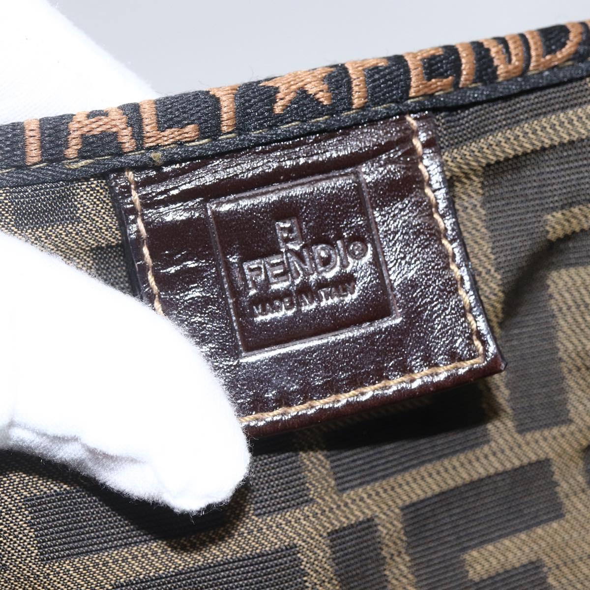 FENDI Zucca Canvas Vanity Hand Bag Black Brown Auth bs31383