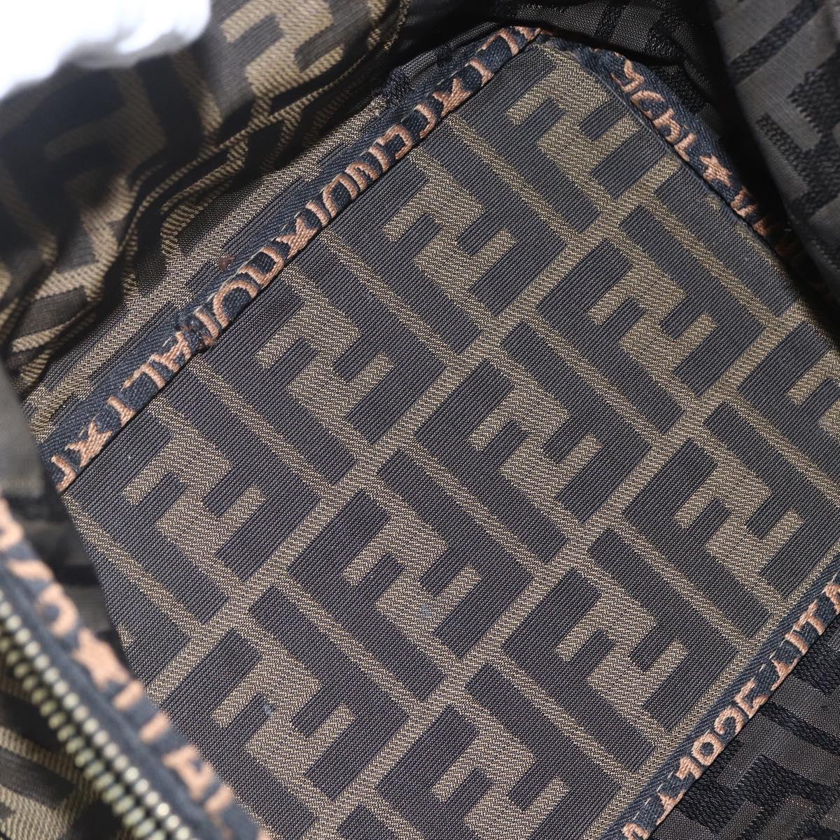 FENDI Zucca Canvas Vanity Hand Bag Black Brown Auth bs31383