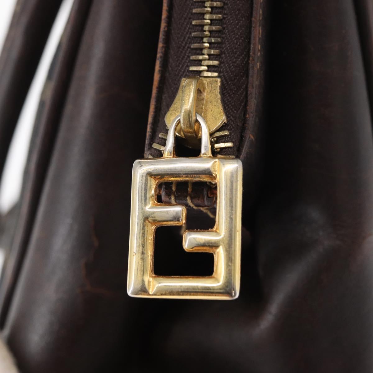 FENDI Zucca Canvas Hand Bag 2way Black Brown Auth bs31384