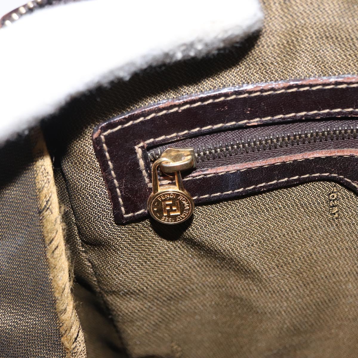 FENDI Zucca Canvas Hand Bag 2way Black Brown Auth bs31384