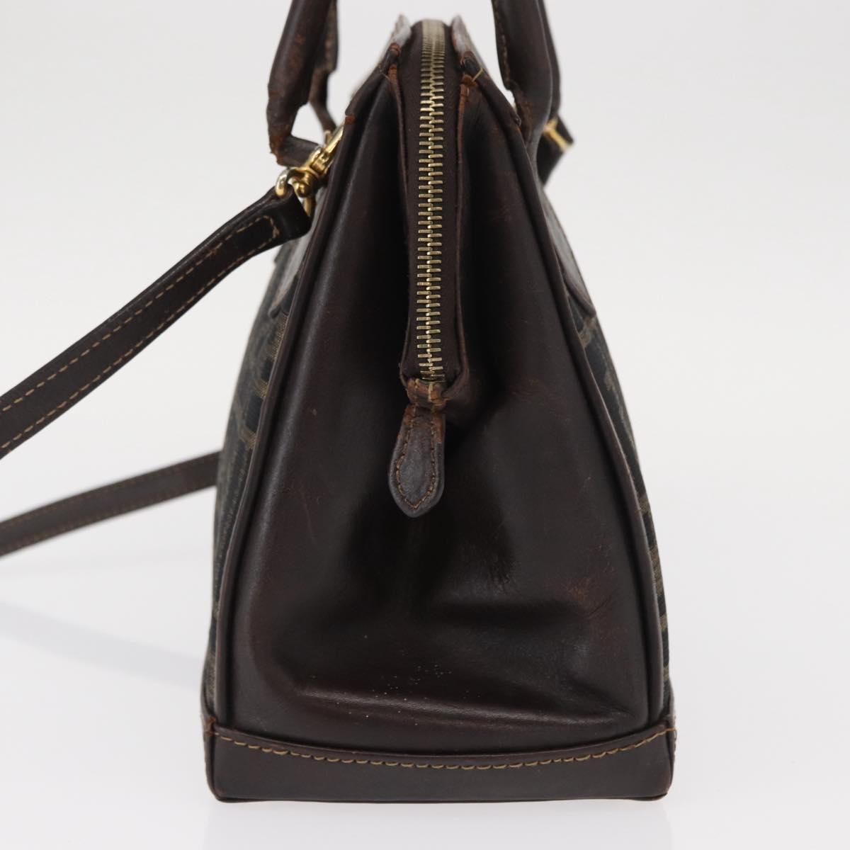 FENDI Zucca Canvas Hand Bag 2way Black Brown Auth bs31384