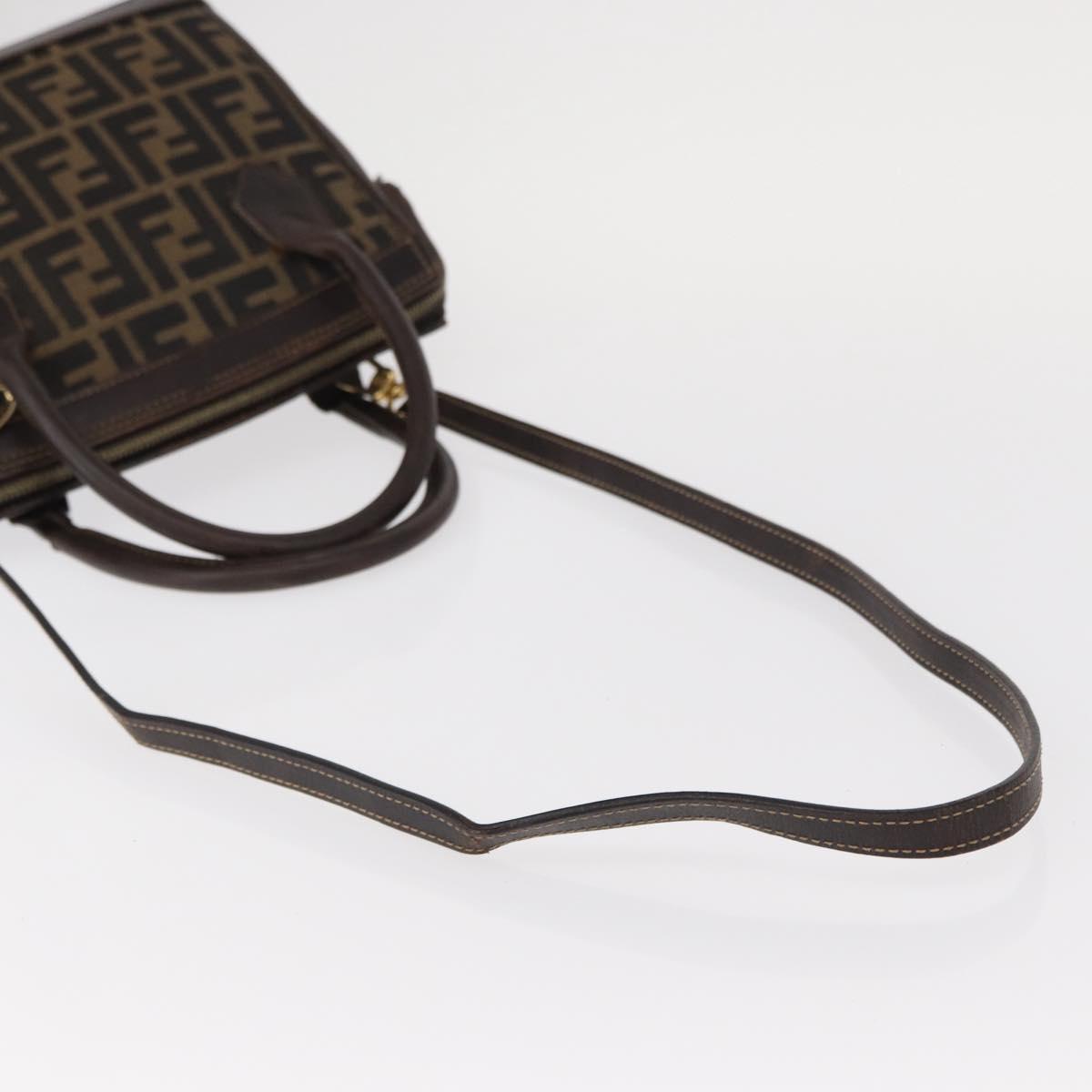 FENDI Zucca Canvas Hand Bag 2way Black Brown Auth bs31384