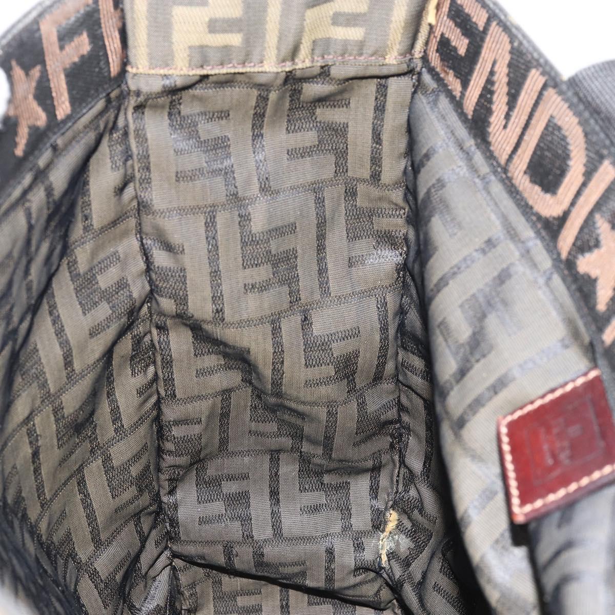 FENDI Zucca Canvas Tote Bag Black Brown Auth bs31385