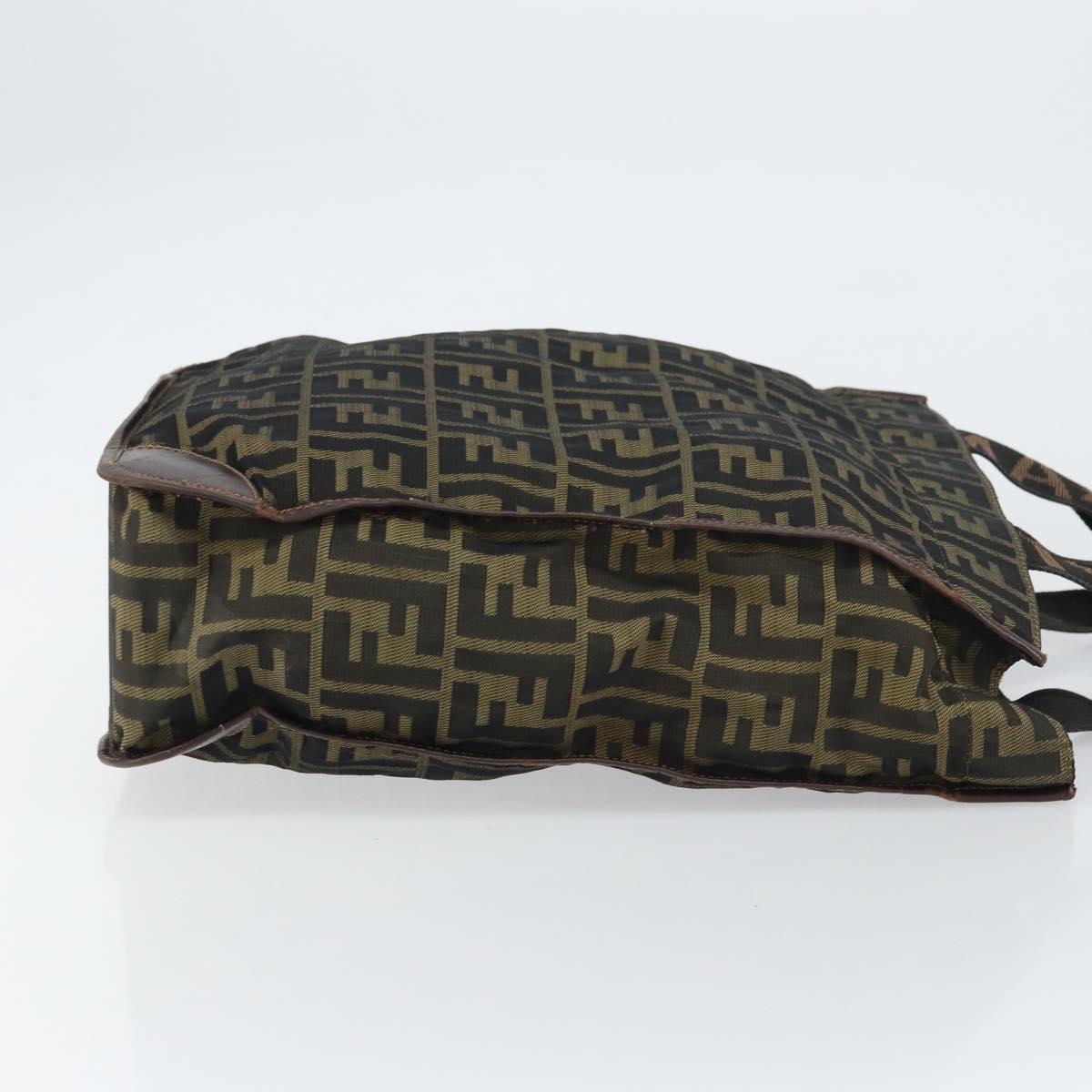 FENDI Zucca Canvas Tote Bag Black Brown Auth bs31385