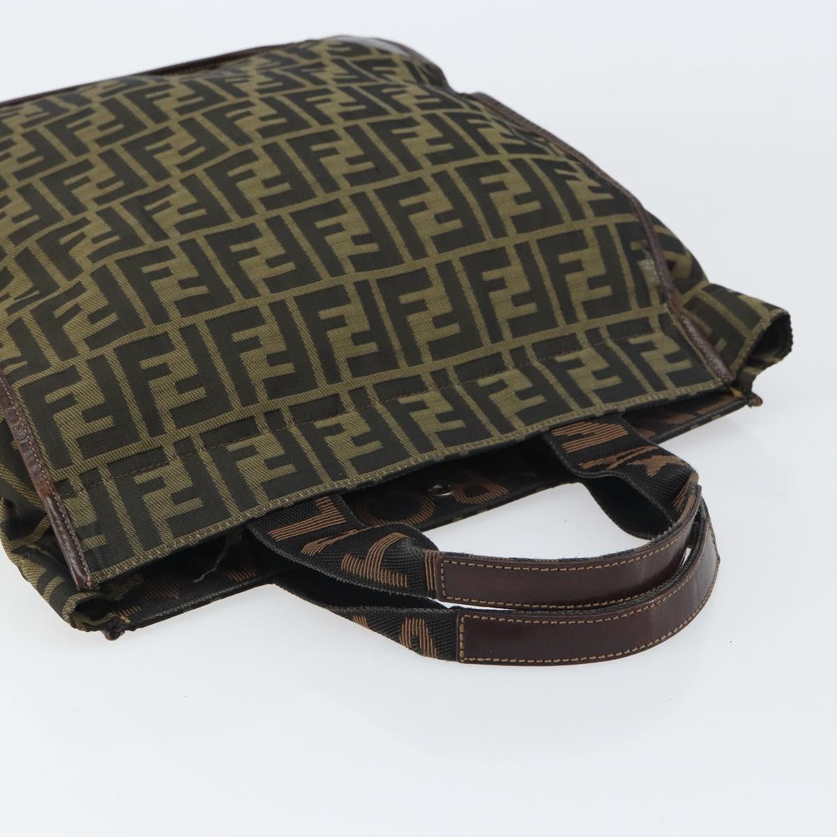 FENDI Zucca Canvas Tote Bag Black Brown Auth bs31385