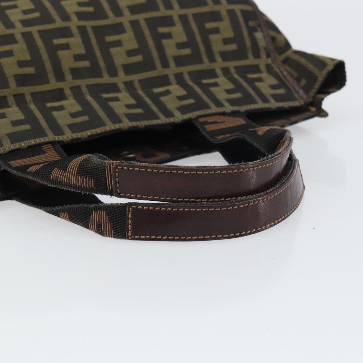 FENDI Zucca Canvas Tote Bag Black Brown Auth bs31385
