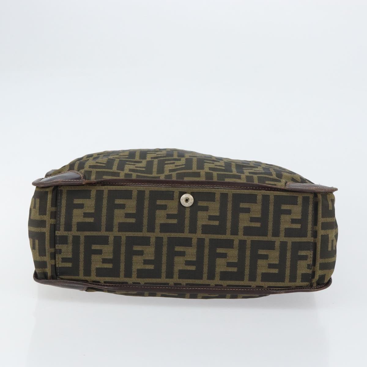 FENDI Zucca Canvas Tote Bag Black Brown Auth bs31385