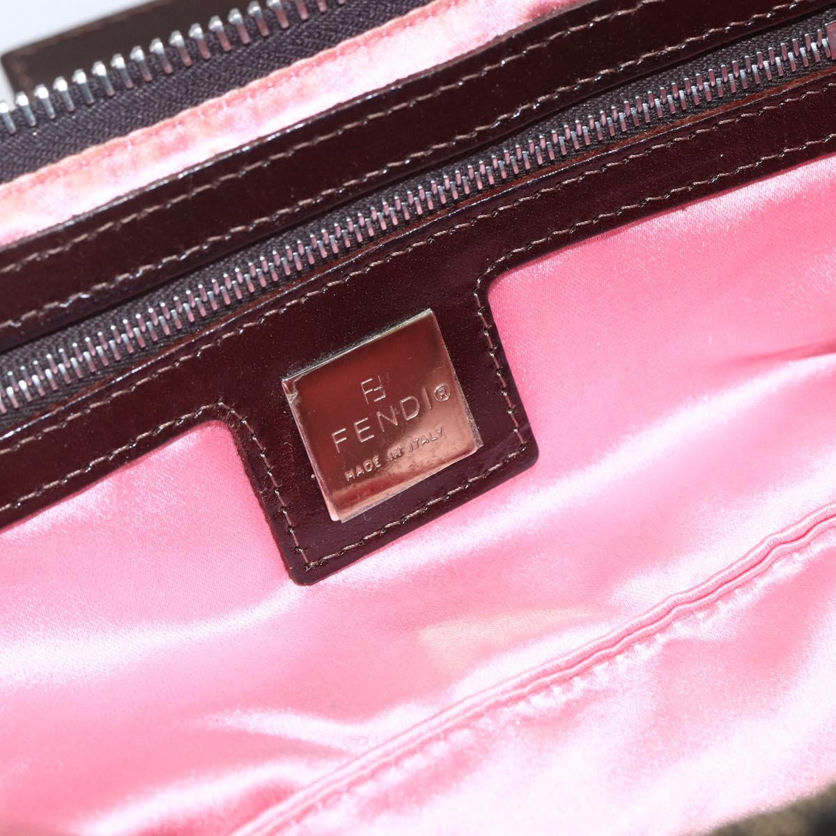 FENDI Zucca Canvas Mamma Baguette Shoulder Bag Black Brown Auth bs31386