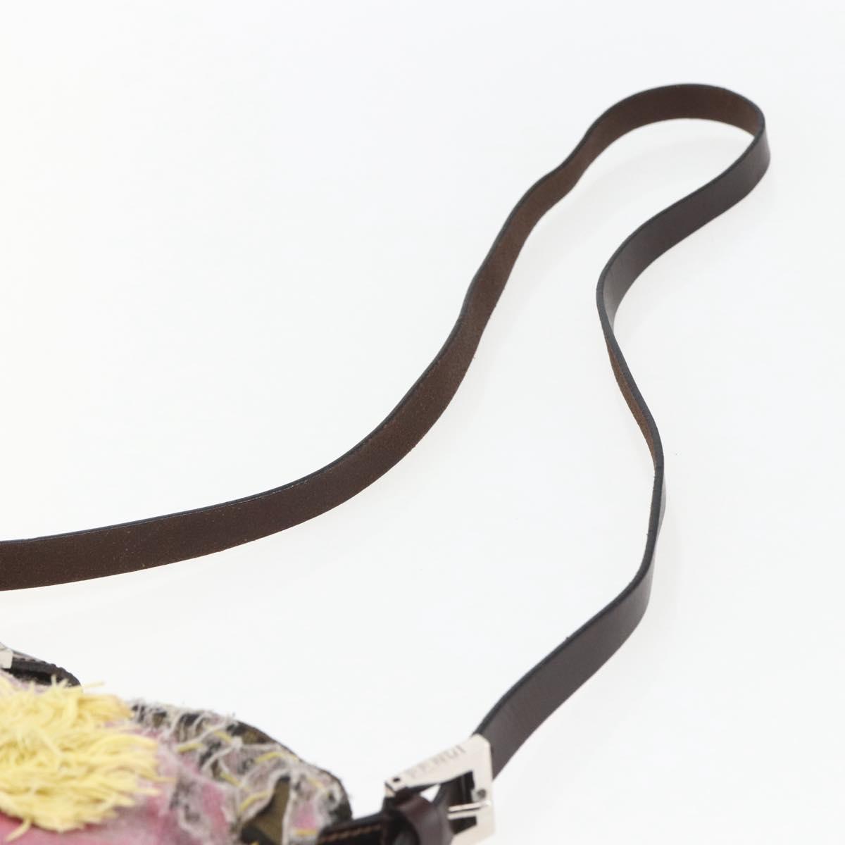 FENDI Zucca Canvas Mamma Baguette Shoulder Bag Black Brown Auth bs31386