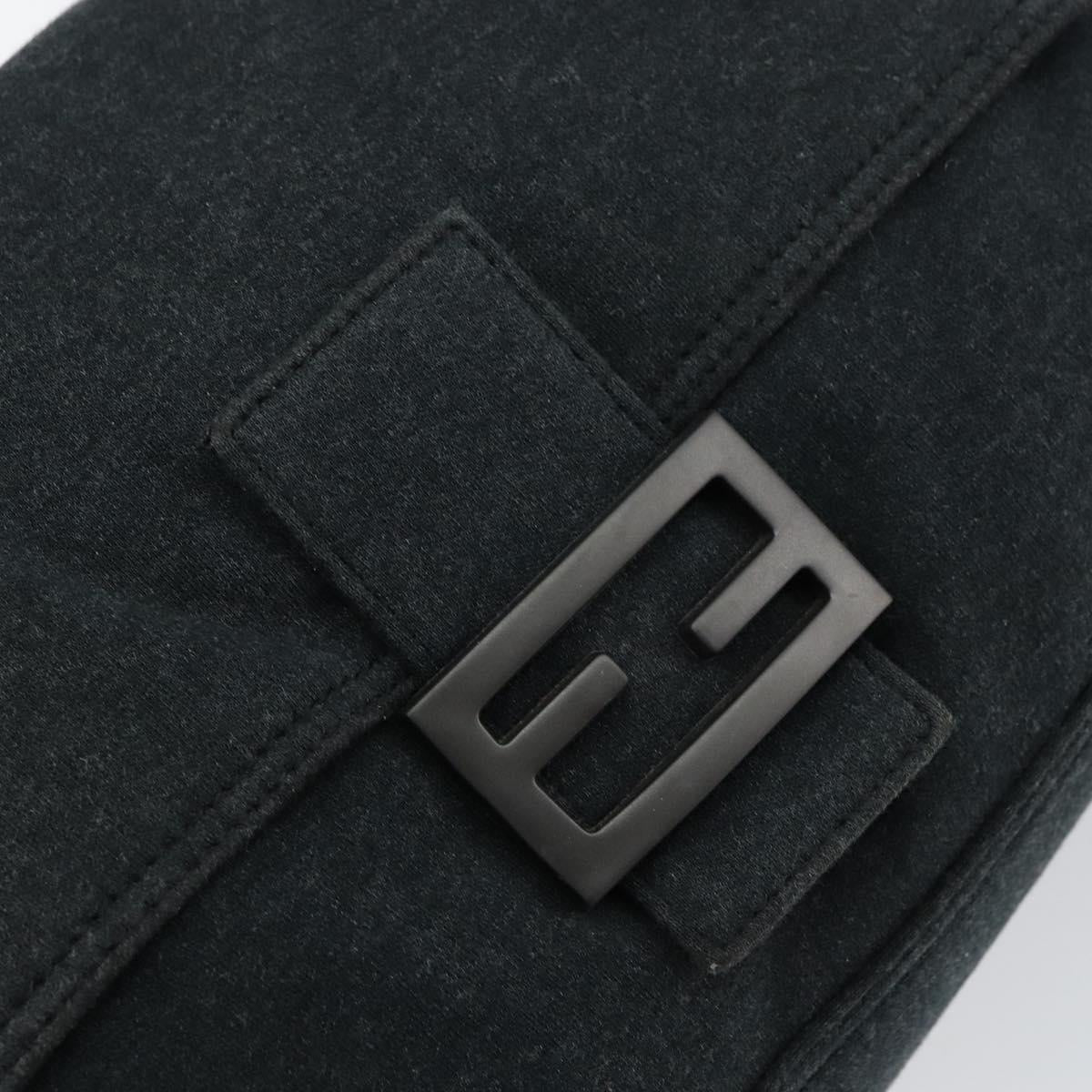 FENDI Mamma Baguette Shoulder Bag Cotton Gray Auth bs31388