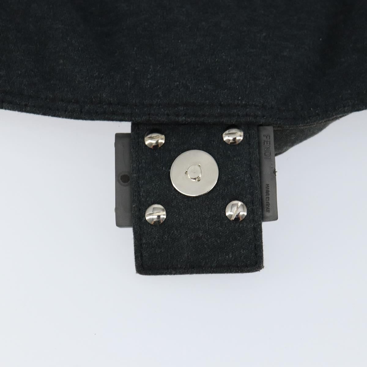 FENDI Mamma Baguette Shoulder Bag Cotton Gray Auth bs31388