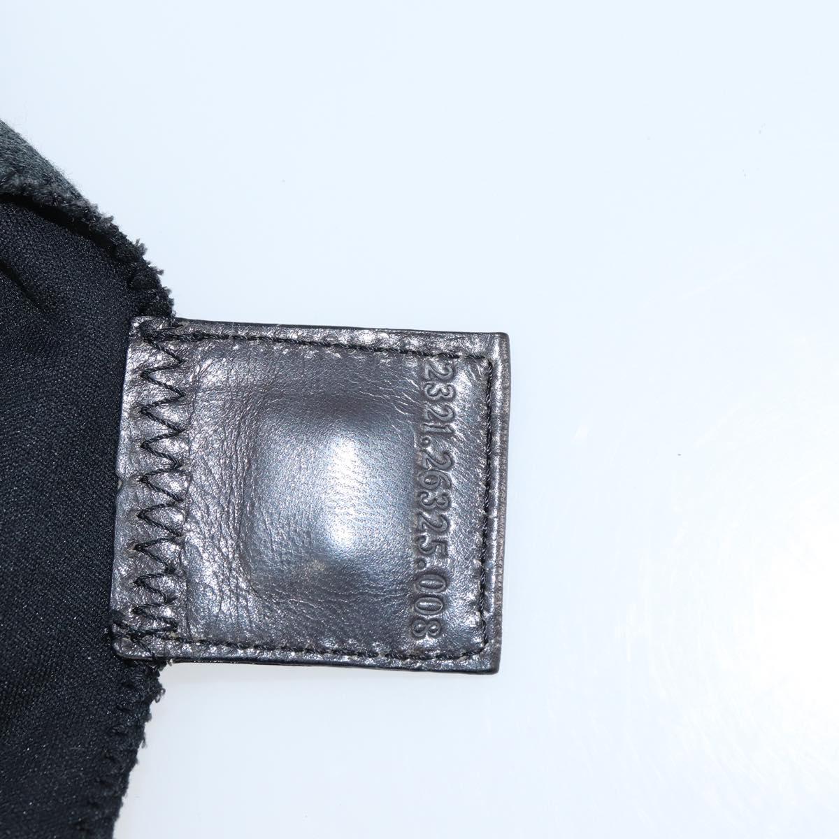 FENDI Mamma Baguette Shoulder Bag Cotton Gray Auth bs31388