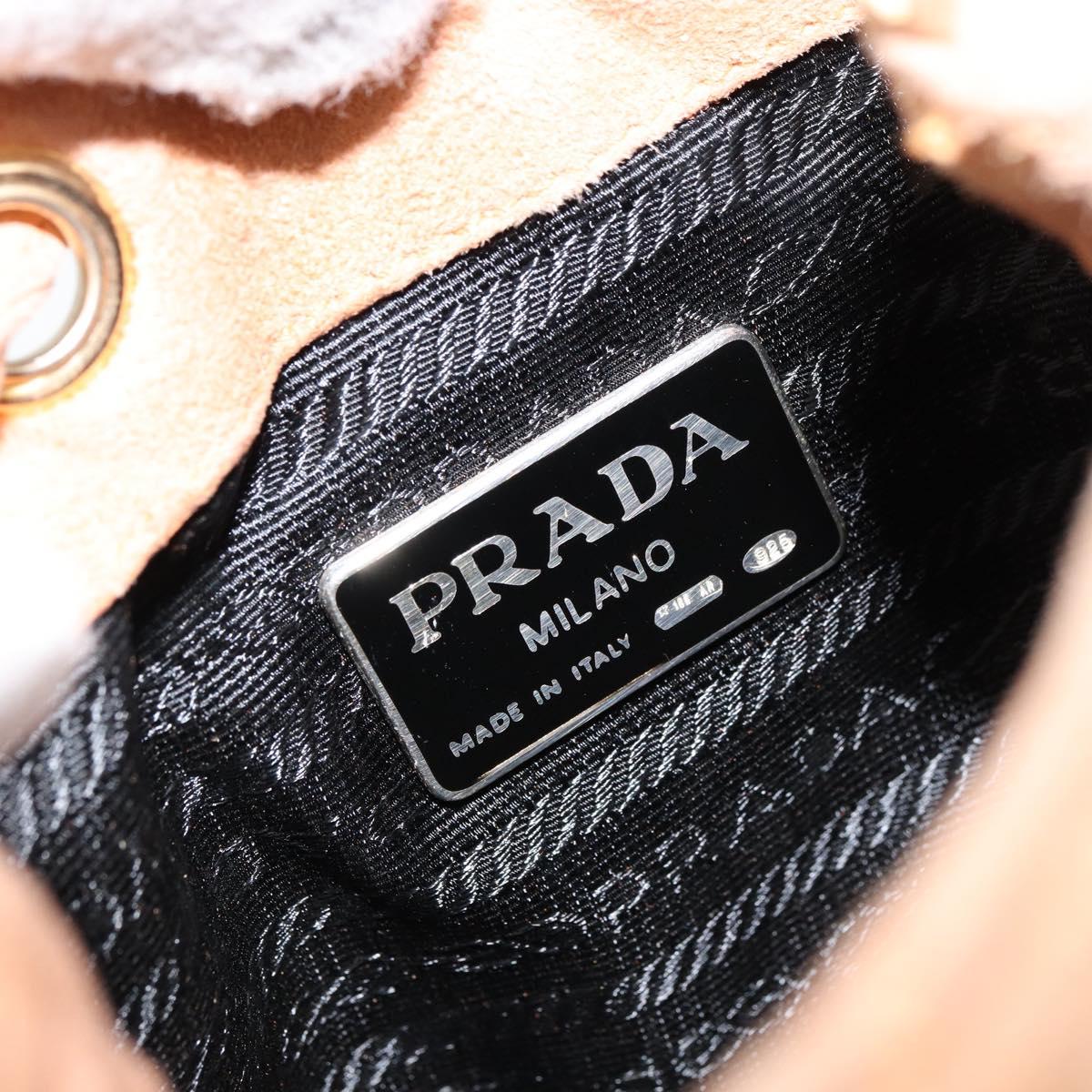 PRADA Chain Shoulder Bag Suede Orange Gold Auth bs31389