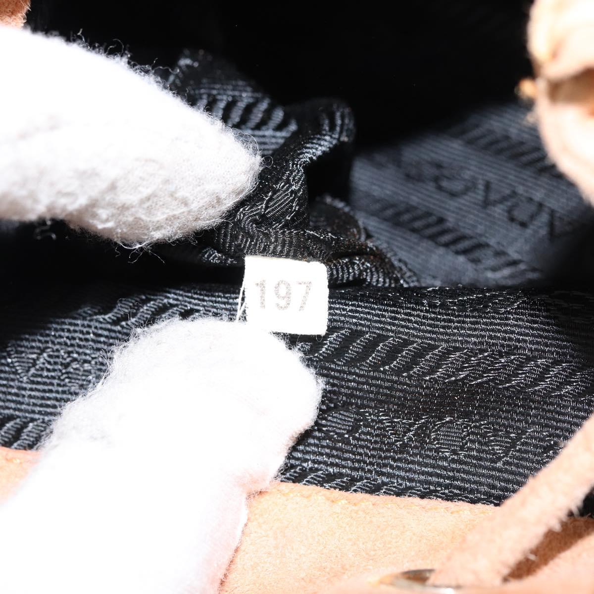 PRADA Chain Shoulder Bag Suede Orange Gold Auth bs31389