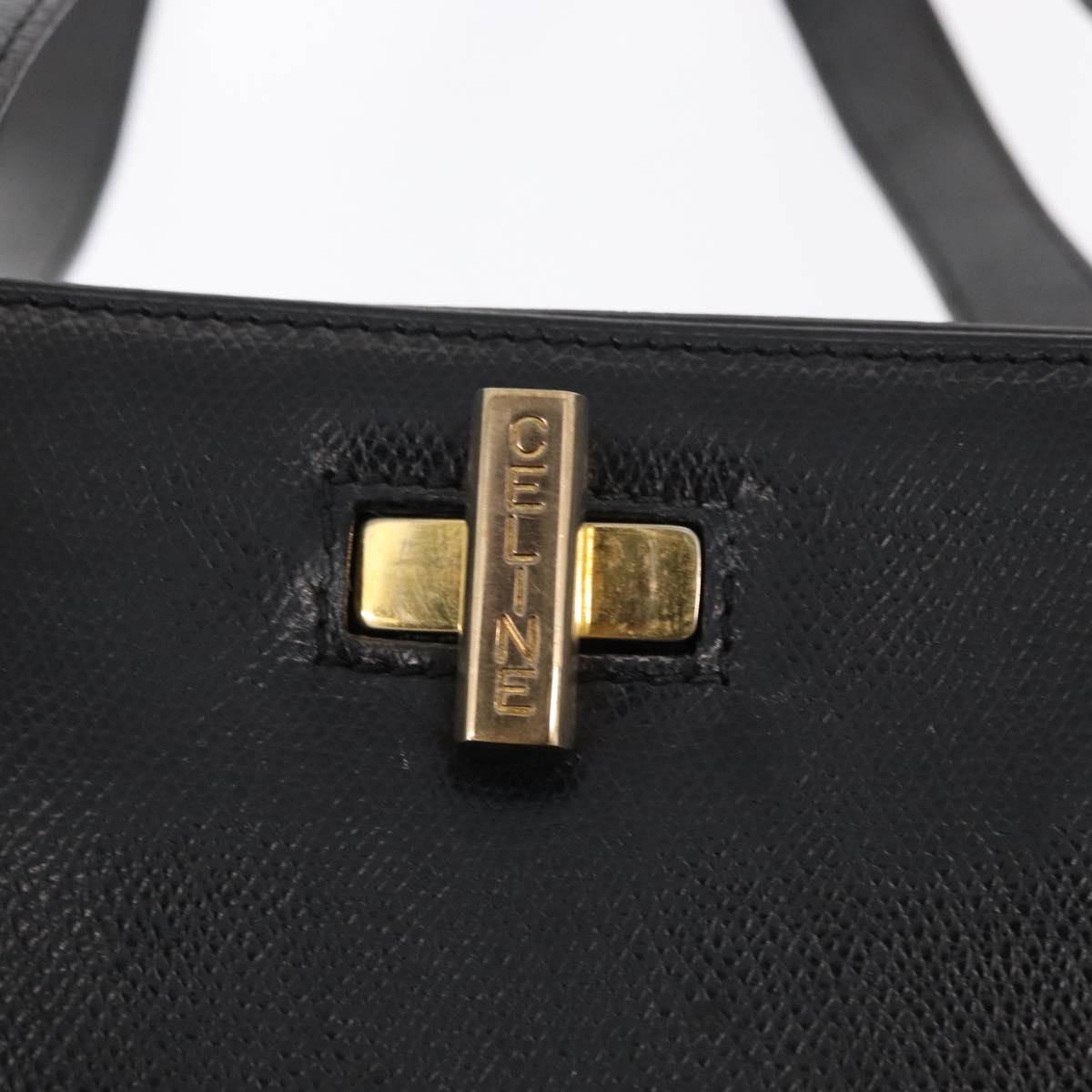 CELINE Tote Bag Leather Black Gold Auth bs31390