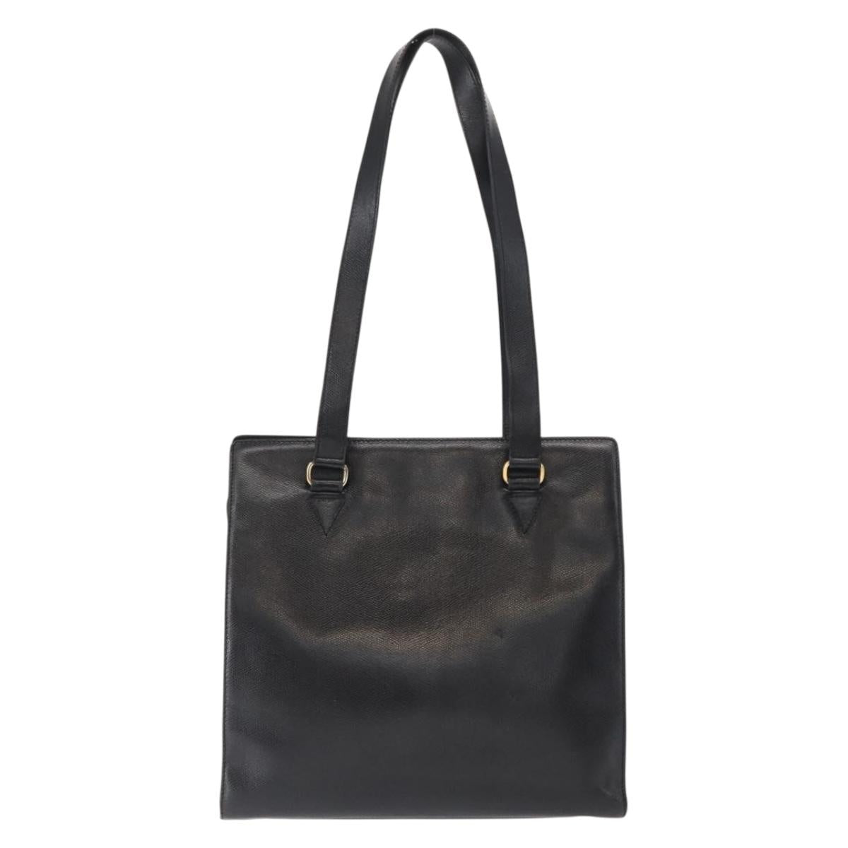 CELINE Tote Bag Leather Black Gold Auth bs31390