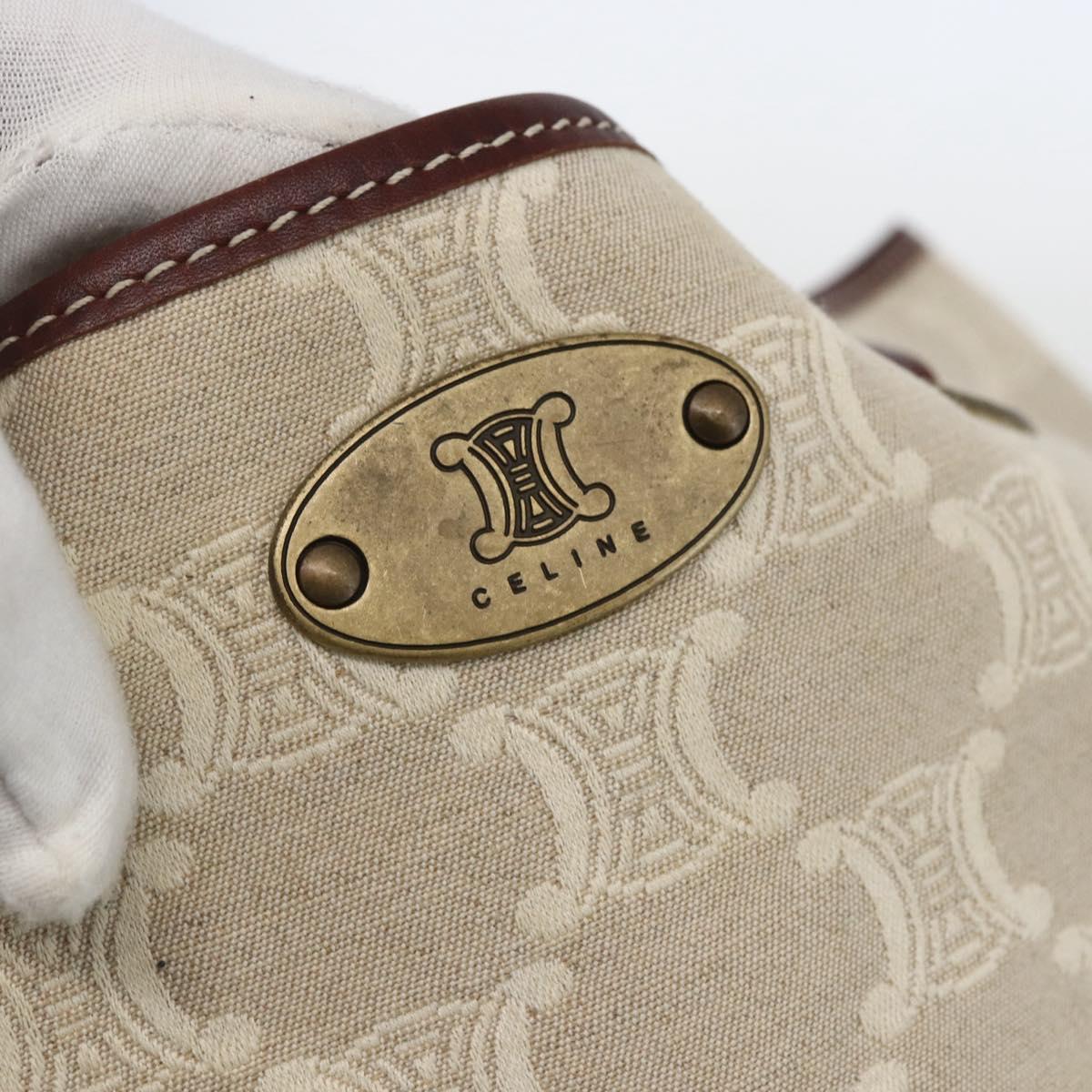 CELINE Triomphe Tote Bag Canvas Beige Auth bs31391