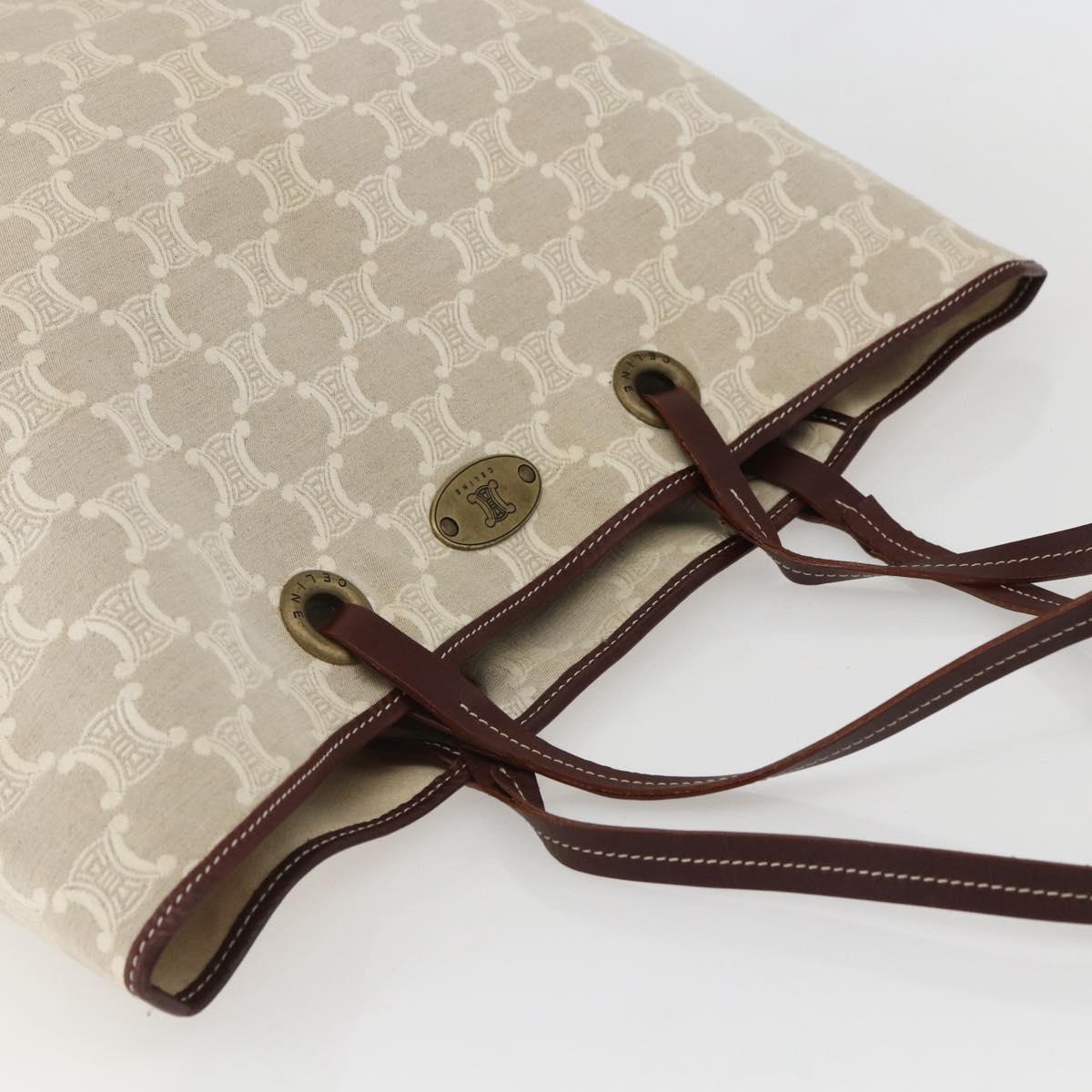 CELINE Triomphe Tote Bag Canvas Beige Auth bs31391