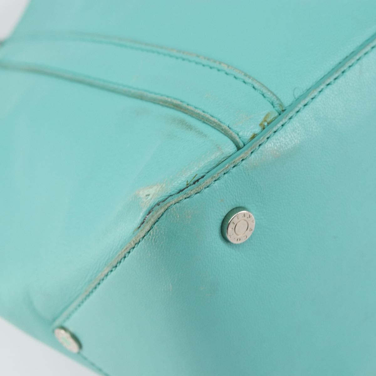 TIFFANY&Co. Hand Bag Leather Turquoise Blue Silver Auth bs31392