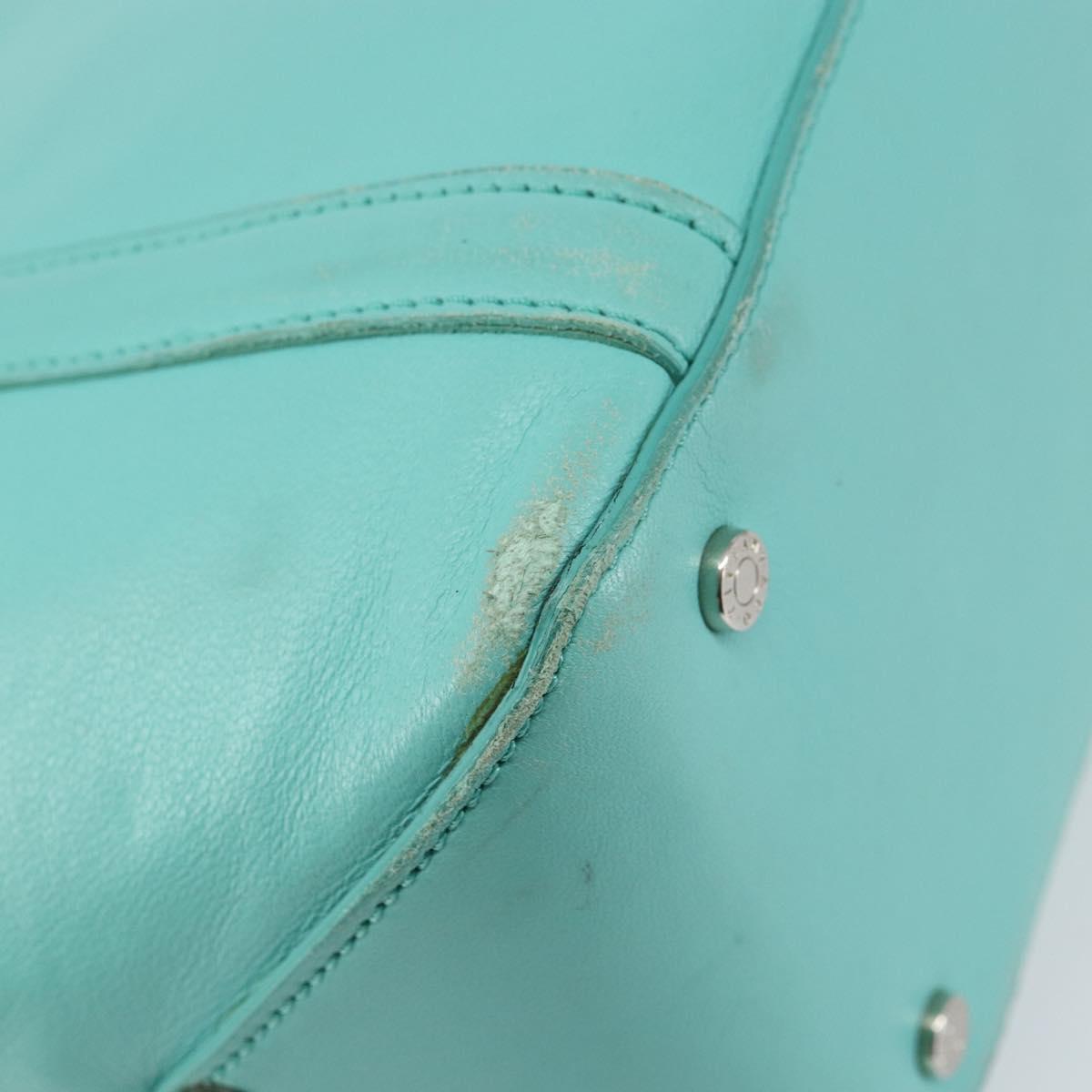 TIFFANY&Co. Hand Bag Leather Turquoise Blue Silver Auth bs31392