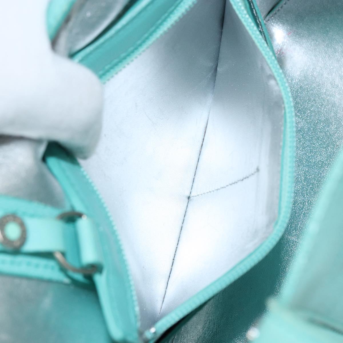 TIFFANY&Co. Hand Bag Leather Turquoise Blue Silver Auth bs31392