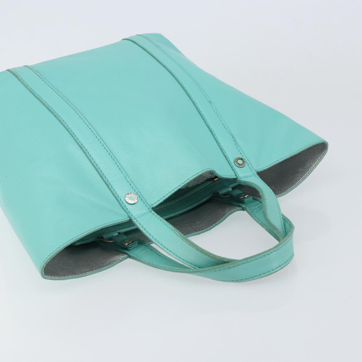 TIFFANY&Co. Hand Bag Leather Turquoise Blue Silver Auth bs31392