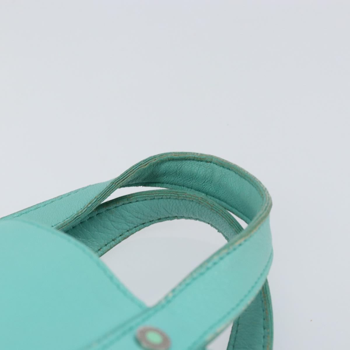 TIFFANY&Co. Hand Bag Leather Turquoise Blue Silver Auth bs31392