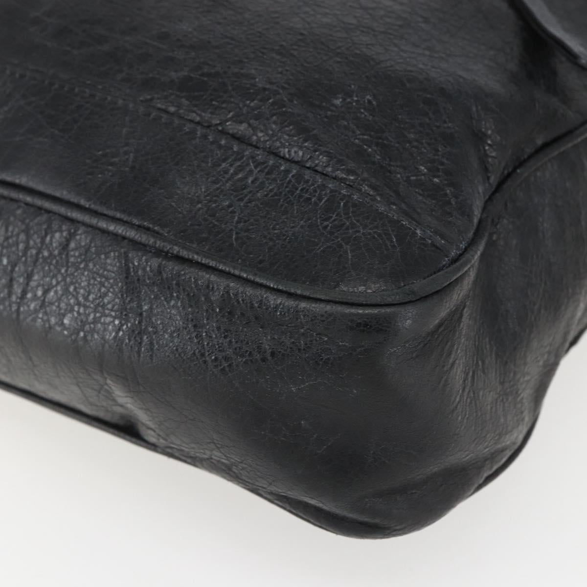 BALENCIAGA Business Bag Leather Black Silver Auth bs31393