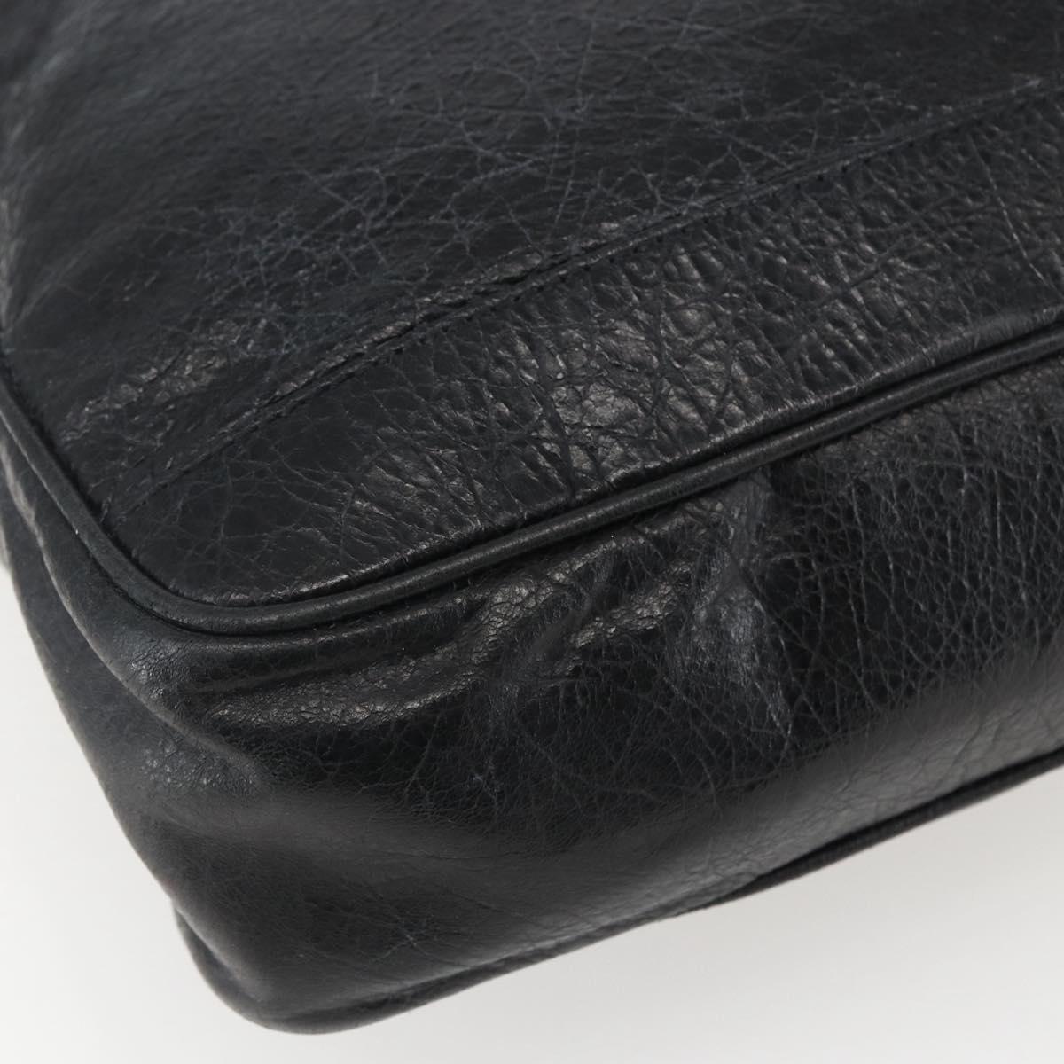 BALENCIAGA Business Bag Leather Black Silver Auth bs31393