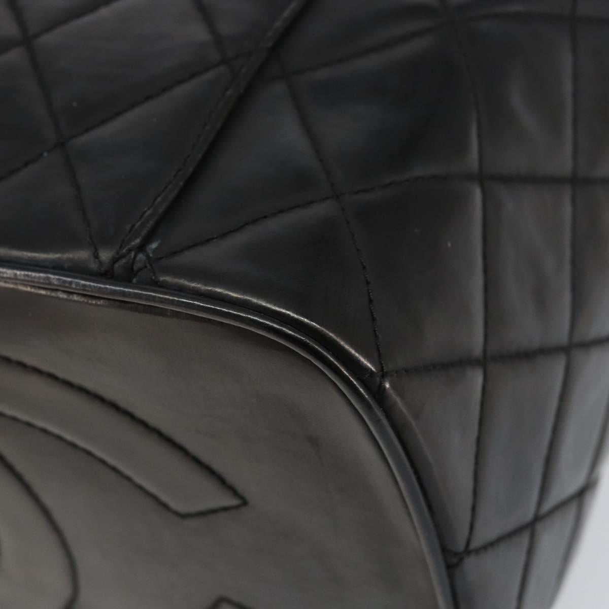 CHANEL Matelasse Vanity Pouch Enamel Black Gold CC Auth bs31398