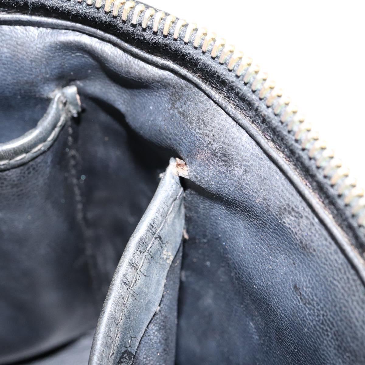 CHANEL Matelasse Vanity Pouch Enamel Black Gold CC Auth bs31398