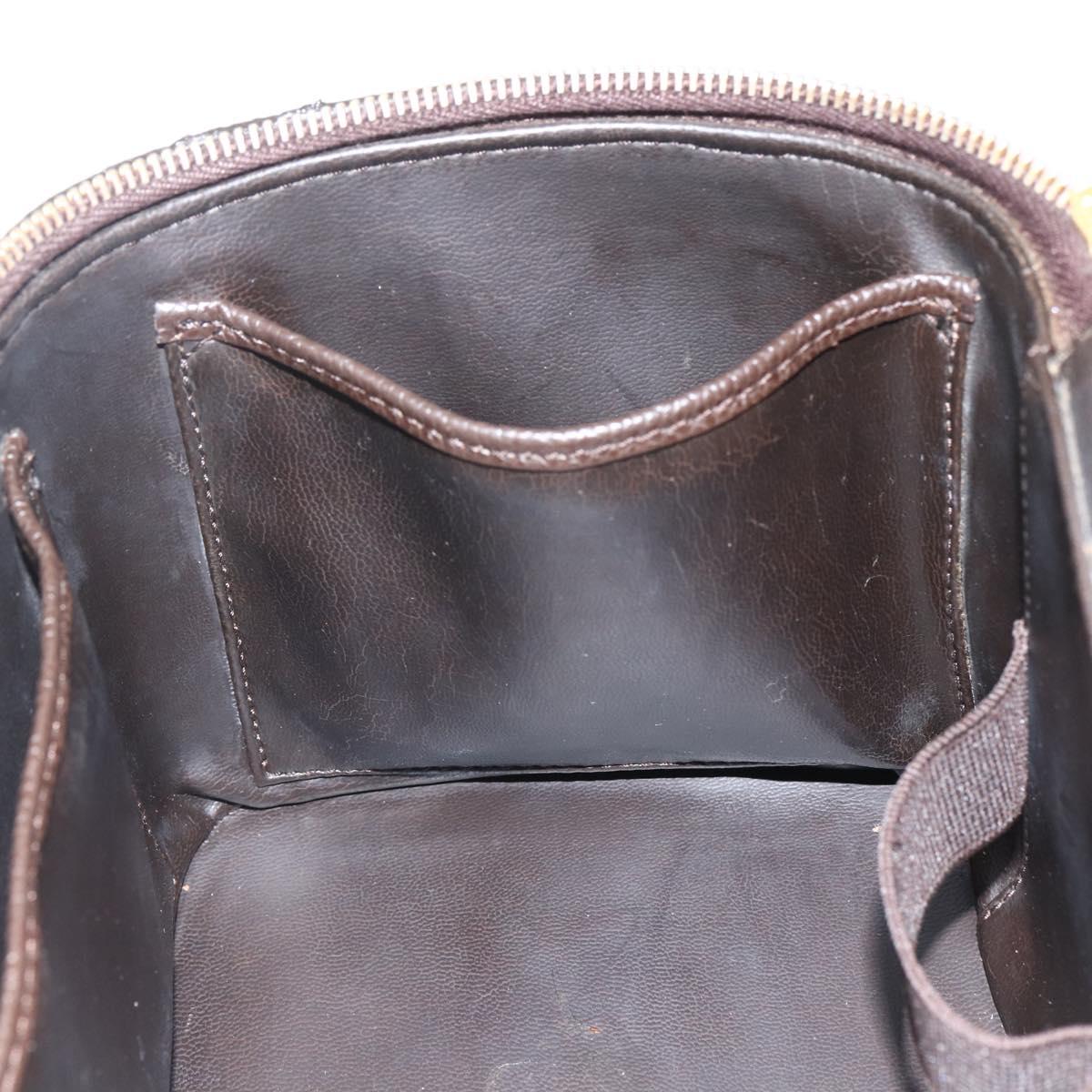 CHANEL COCO Mark Vanity Pouch Caviar Skin Brown Gold CC Auth bs31399