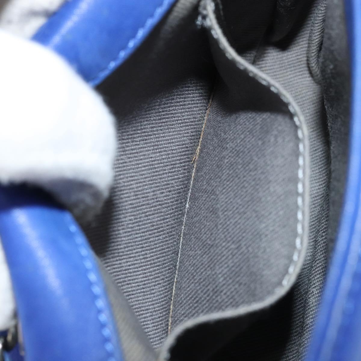 CHANEL Chain Matelasse Shoulder Bag Lamb Skin Blue Silver CC Auth bs31400