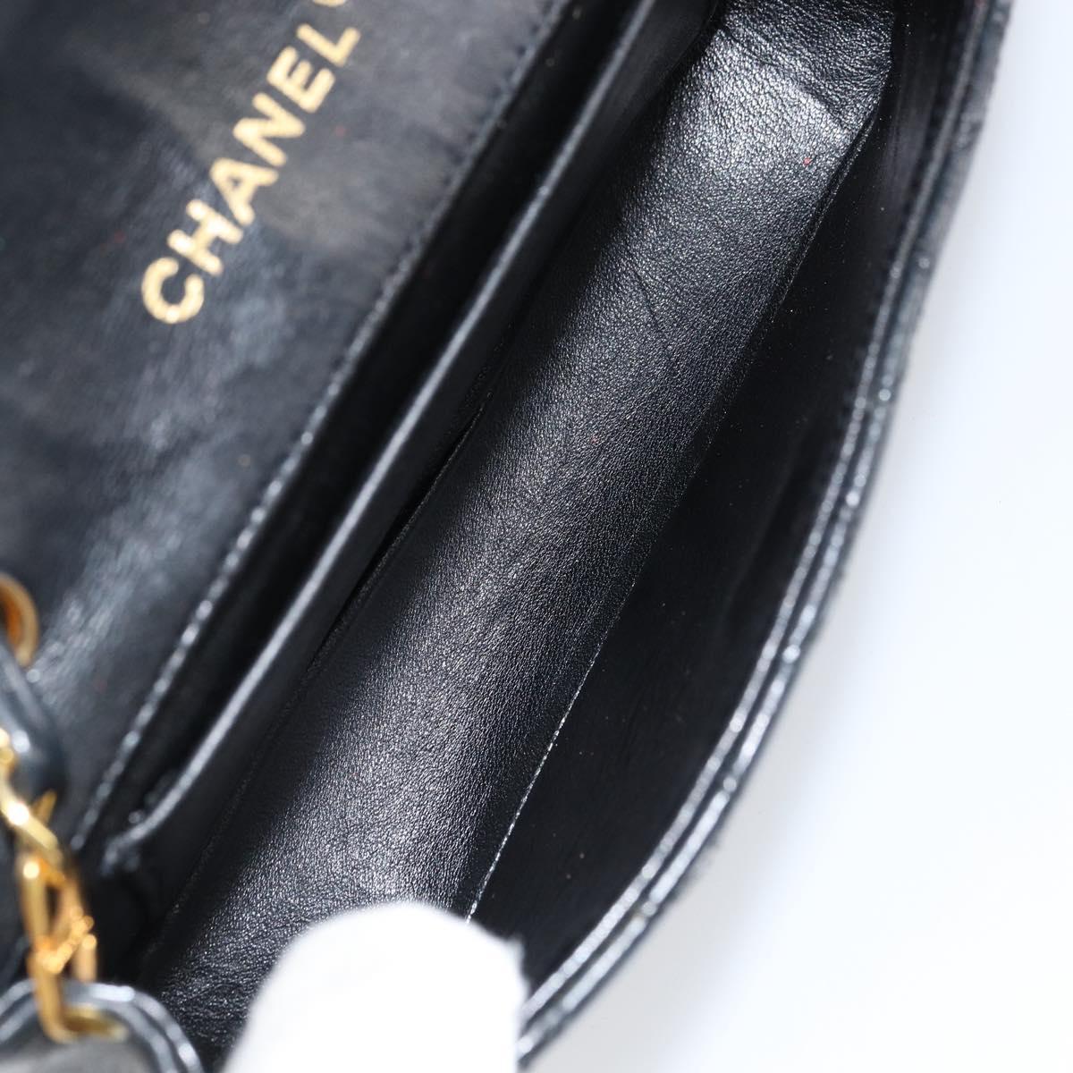 CHANEL Chain Bicolore Shoulder Bag Lamb Skin Black Gold CC Auth bs31401